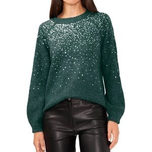 Vince Camuto Cozy Crewneck Sequin Raglan Sleeve Sweater